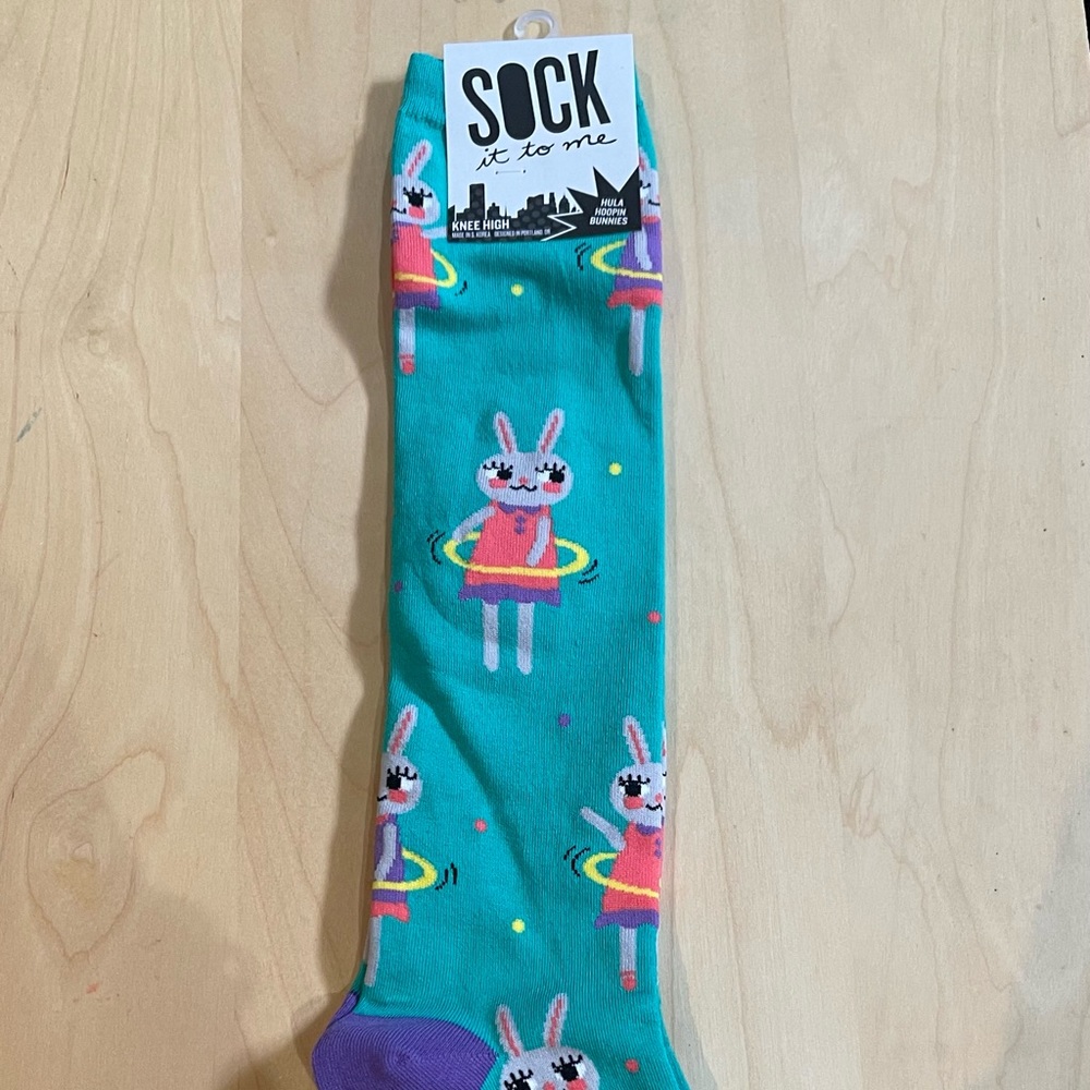 hula hoppin bunnies knee high socks